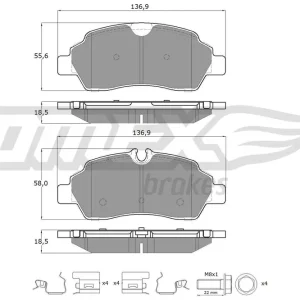 Zestaw klocków hamulcowych, hamulce tarczowe TOMEX BRAKES TX 18-92 Ostatnie sztuki