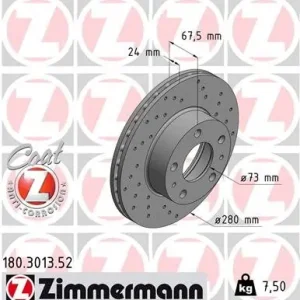 Ograniczona ilość Tarcza hamulcowa ZIMMERMANN 180.3013.52