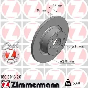 Nie przegap Tarcza hamulcowa ZIMMERMANN 180.3016.20