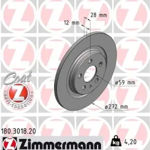 Tarcza hamulcowa ZIMMERMANN 180.3018.20 Zniżka