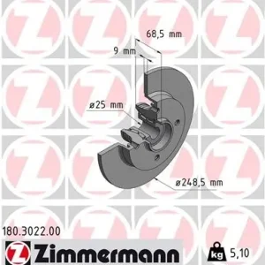 Kup online Tarcza hamulcowa ZIMMERMANN 180.3022.00