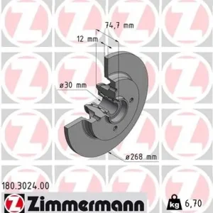 Szybka dostawa Tarcza hamulcowa ZIMMERMANN 180.3024.00