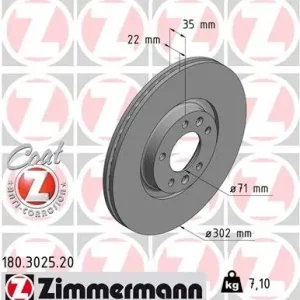 Zniżka Tarcza hamulcowa ZIMMERMANN 180.3025.20