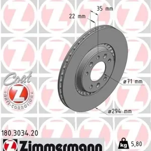 Darmowy zwrot Tarcza hamulcowa ZIMMERMANN 180.3034.20