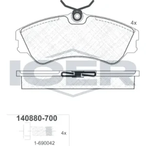 Zestaw klocków hamulcowych, hamulce tarczowe ICER 140880-700 Premium
